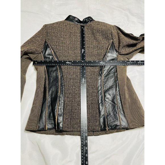 KOOS OF COURSE ART TO WEAR MOTO JACKET Tweed Animal Print Leather BLAZER Medium - Picture 11 of 11